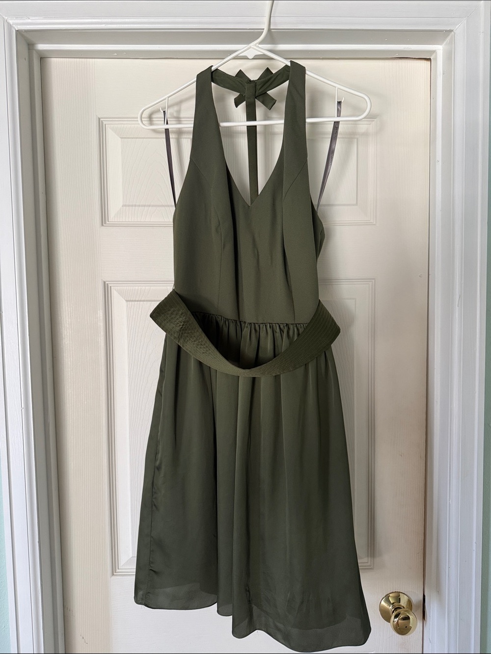 White by Vera Wang Olive Halter Midi Dress with Waist Tie